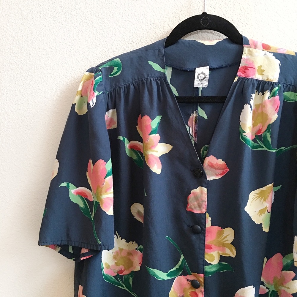 Vintage Floral Button Down Dress